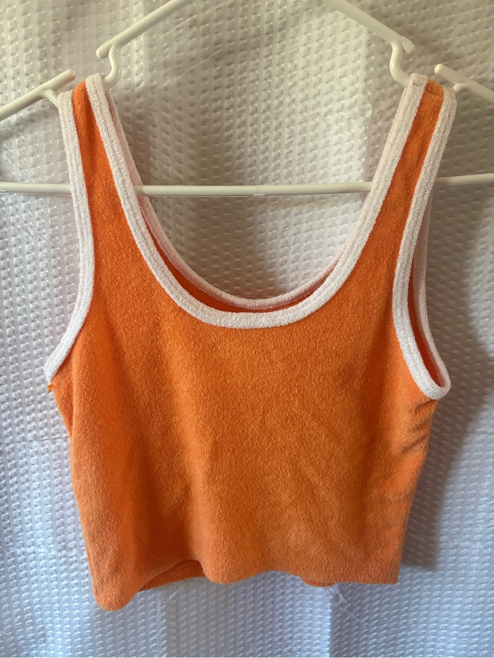 Hollister Orange Terry Crop Tank with White Trim